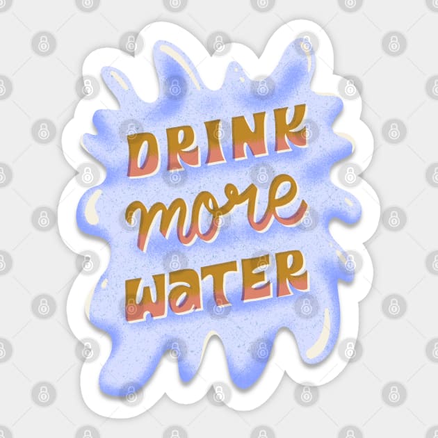 Drink More Water Sticker by LindsayLikesLettering